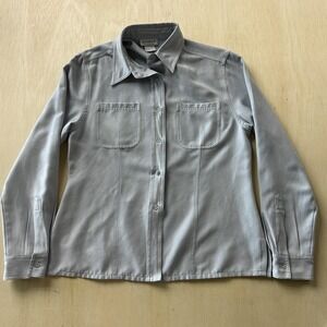 Vintage Jacobson's Button Up Womens Medium Gray Solid Long Sleeve Top Shirt